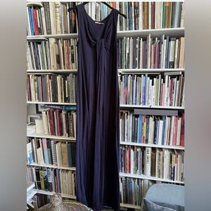 Max Studio Navy Maxi Dress Knit Viscose And Linen Sleeveless XL